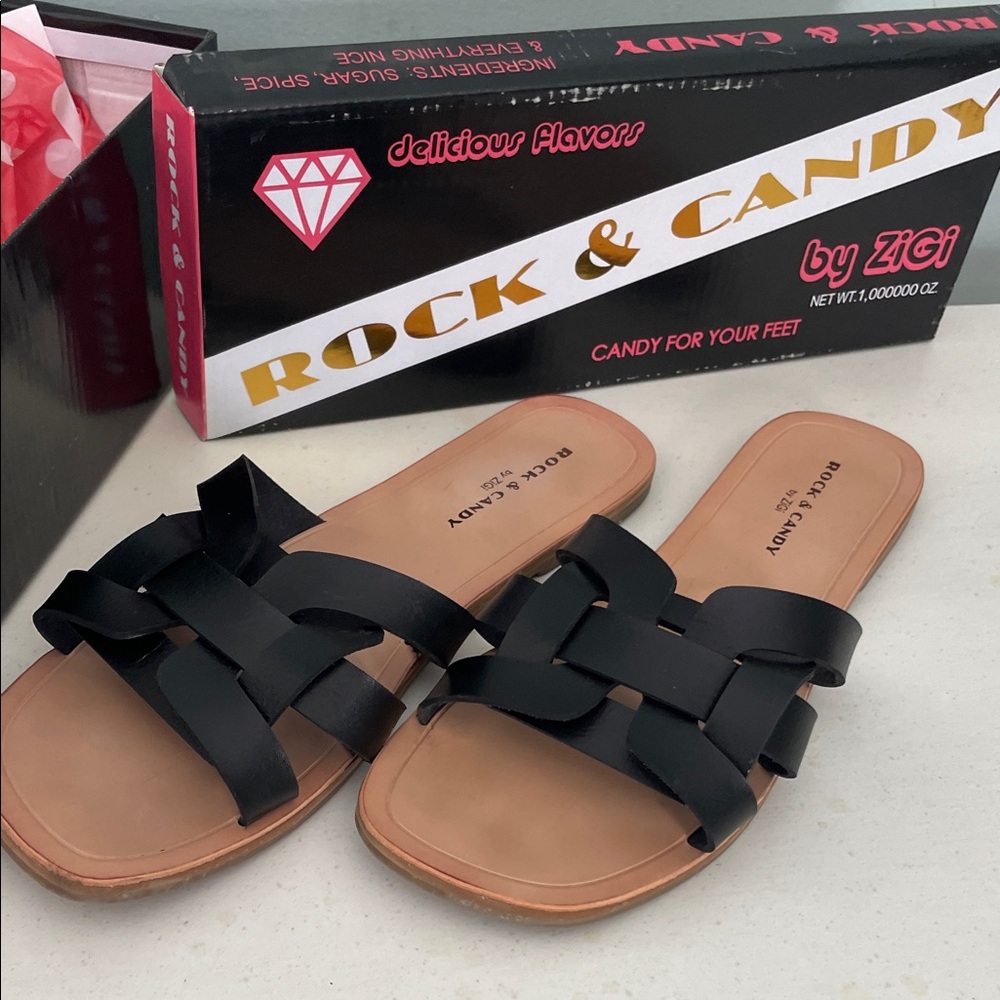 Rock & Candy Black Tan Women's Sandals